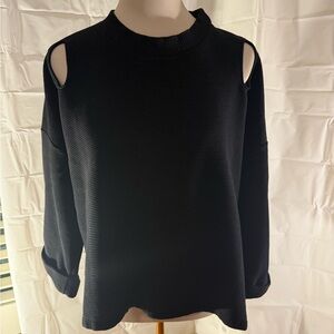 Varley Black Cut-Out Shoulder Sweater